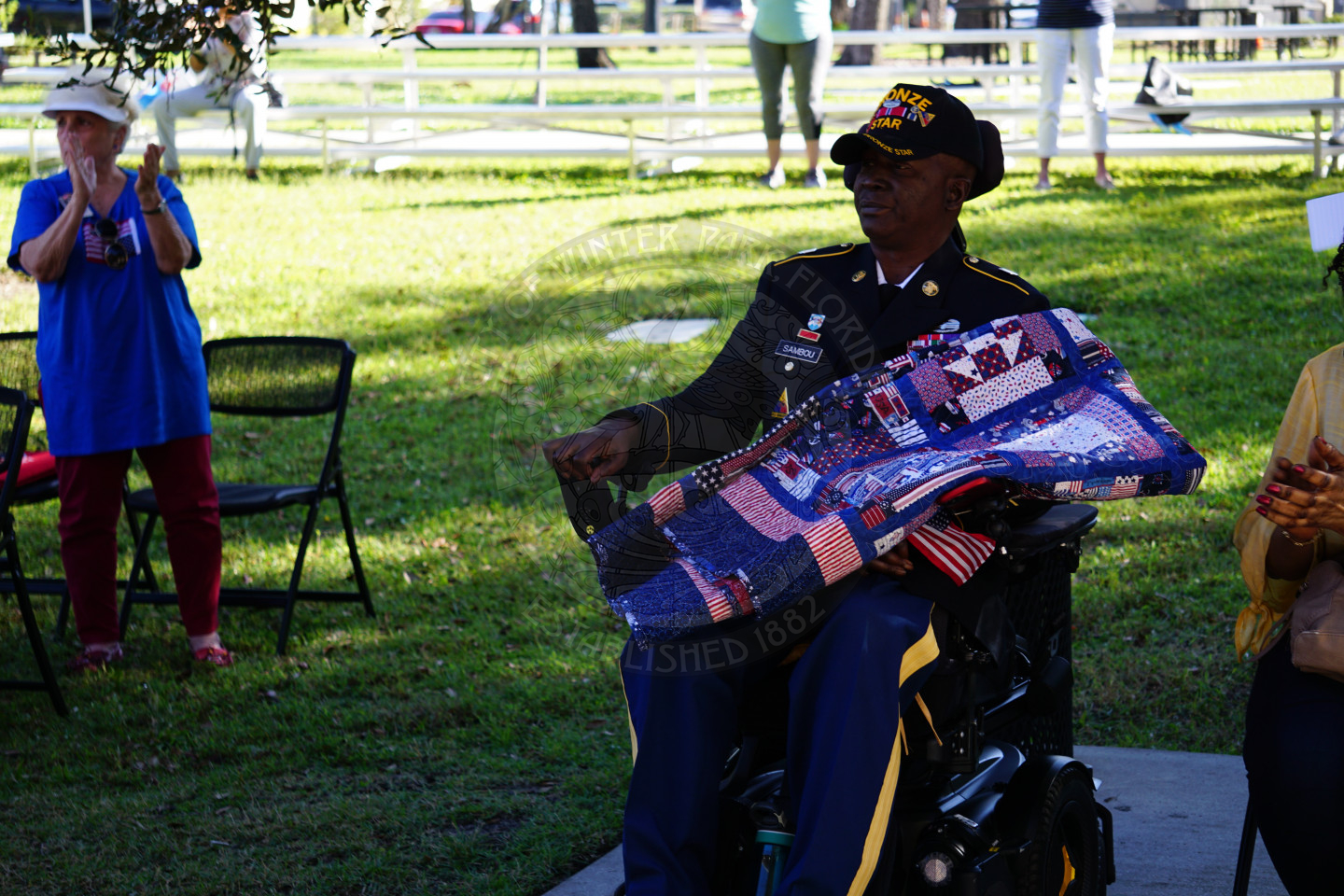 Veteran with his quilt of valor