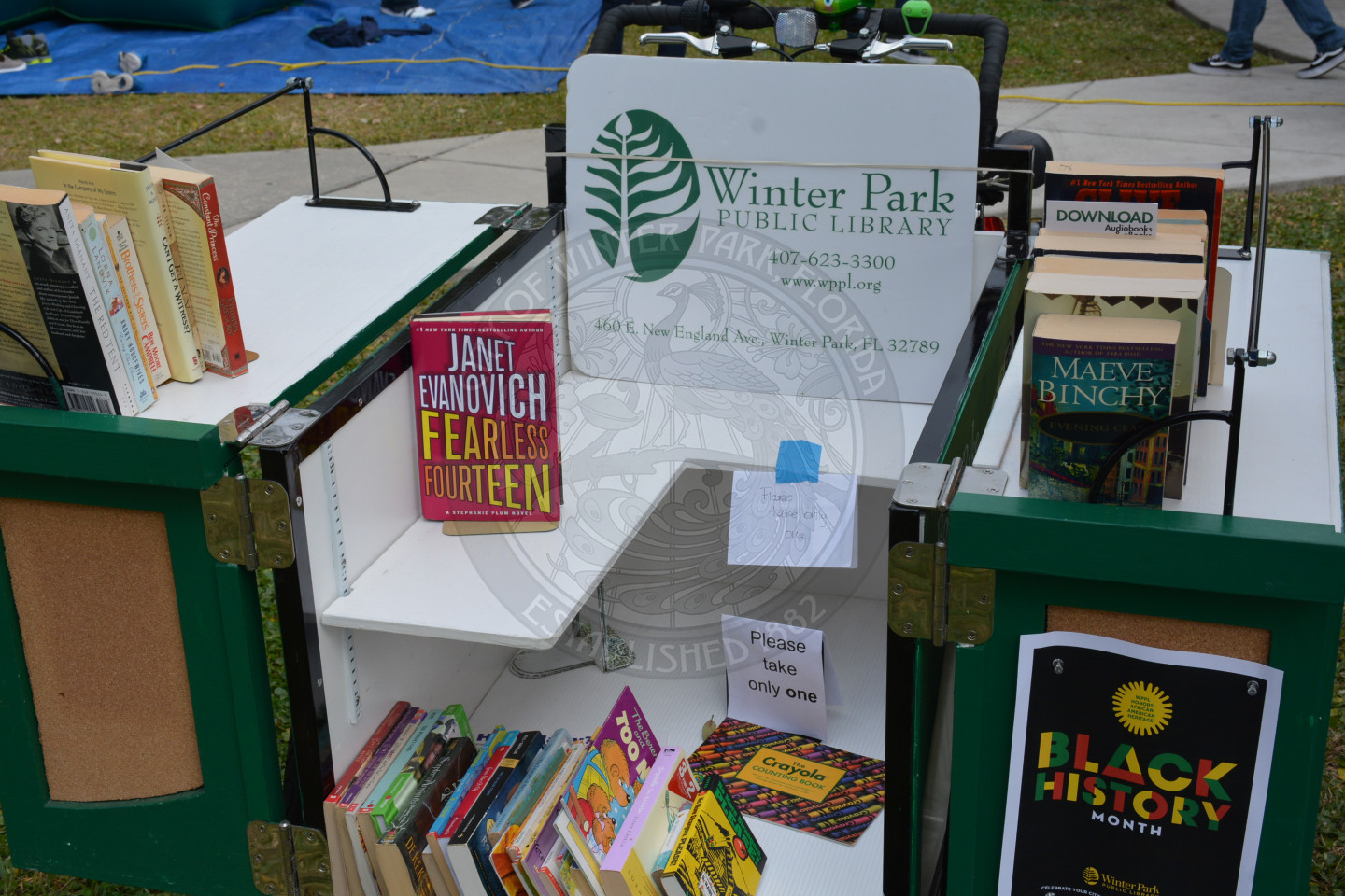 Display of the Winter Park Public Library Book Bike