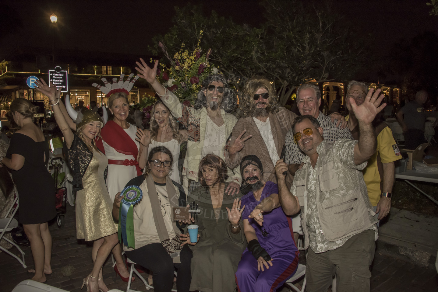 Group of people dressed in The Big Labowski themed clothing.