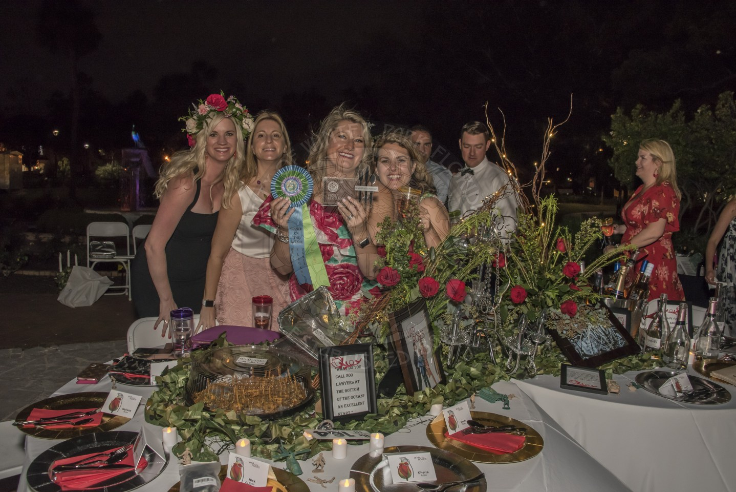 Group of people dressed in War of the Roses themed clothing.