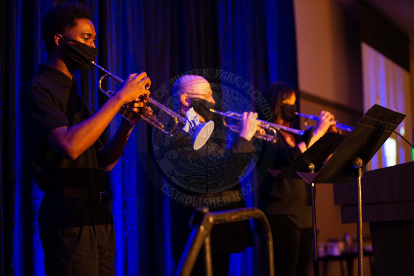 trumpeters on stage during the State of the City