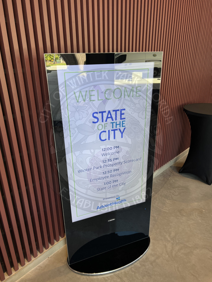 State of the City porgram on electronic screen