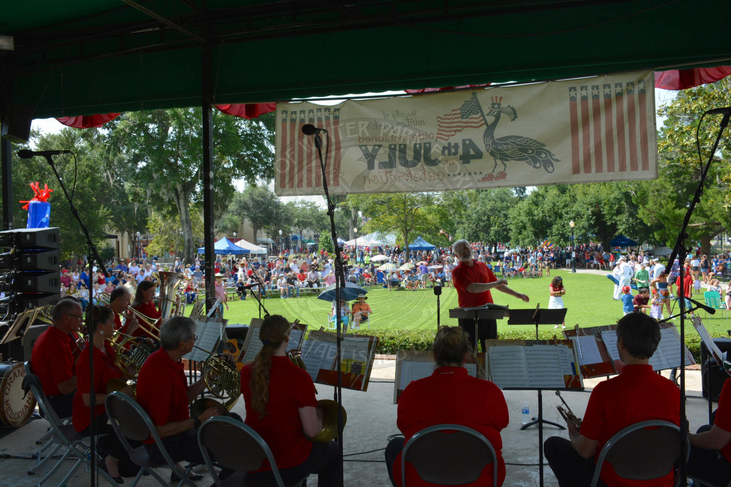 back view of the Bach Festival Society on stage performing