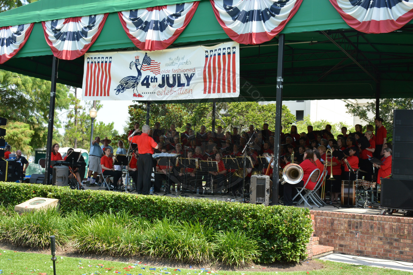 Bach Festival Society on stage performing at the fourth of July celebration