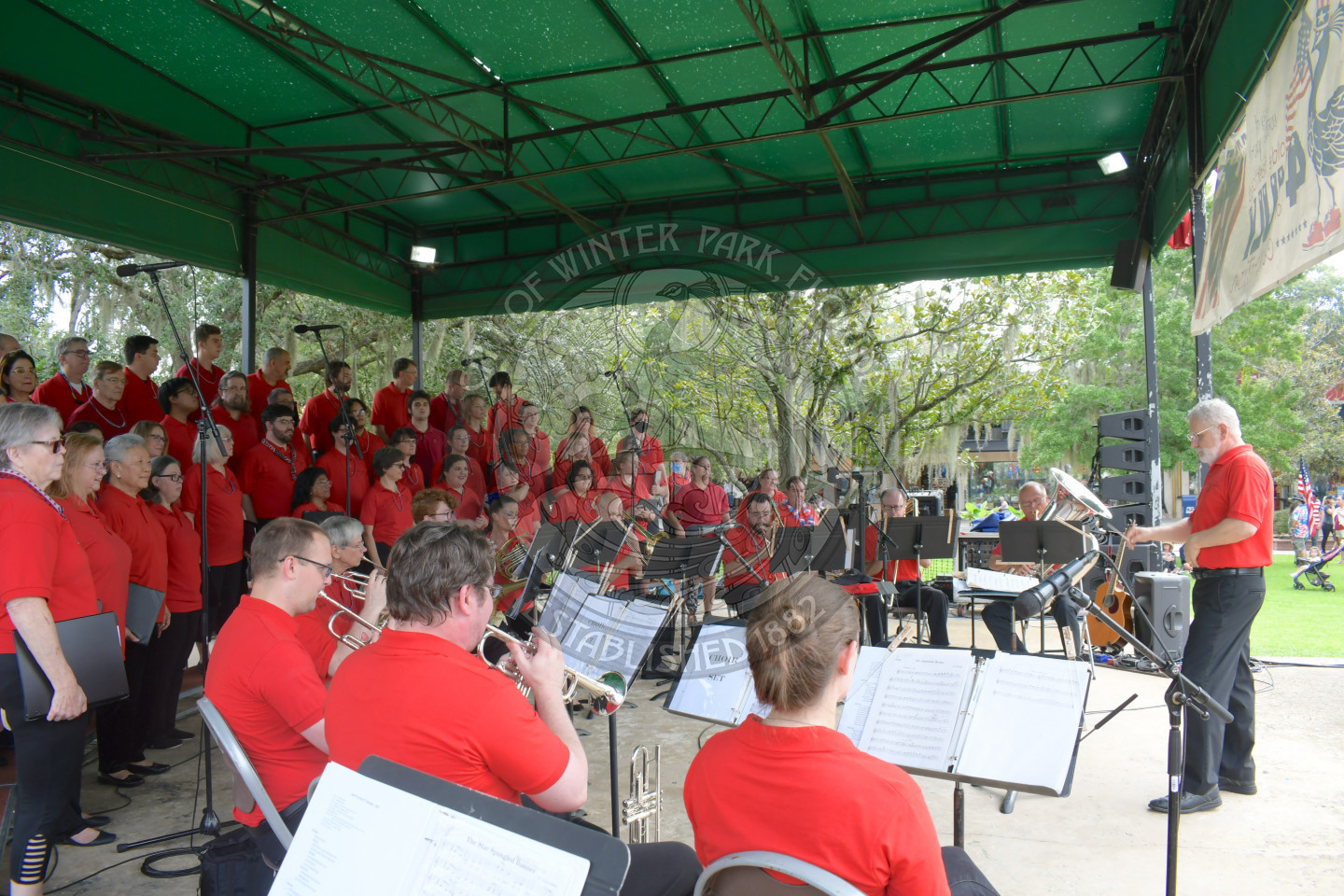 Bach Festival Choir and Brass Ensemble on stage