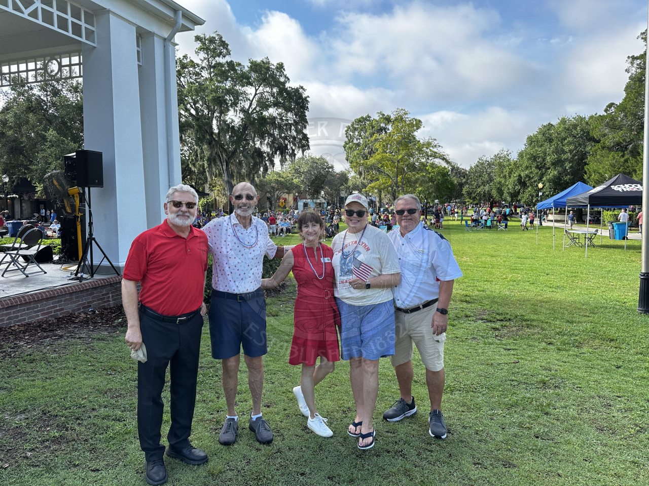 group photos of men and women wearing patriotic colors