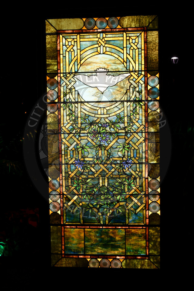 Tiffany stained glass window at Christmas in the Park
