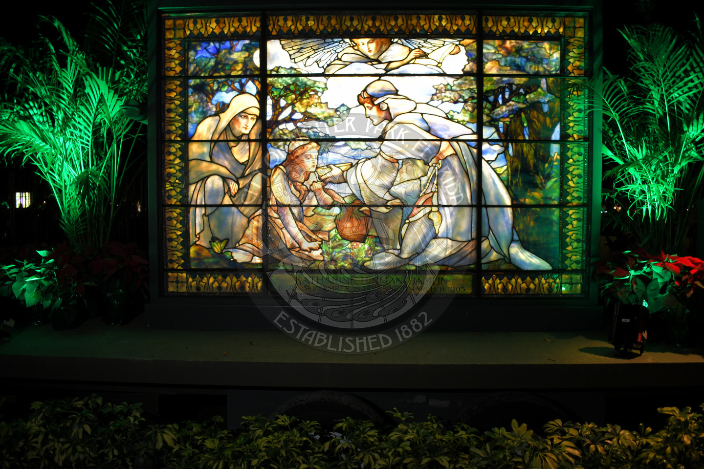 Tiffany stained glass window at Christmas in the Park