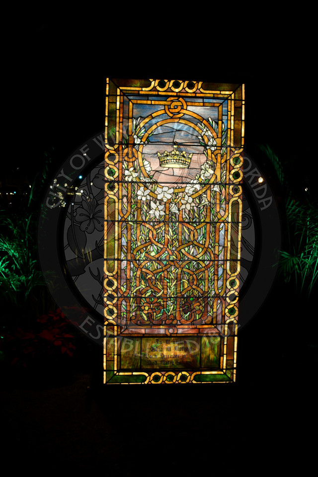 Tiffany stained glass window at Christmas in the Park