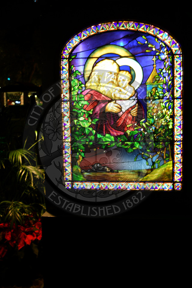 Tiffany stained glass window at Christmas in the Park