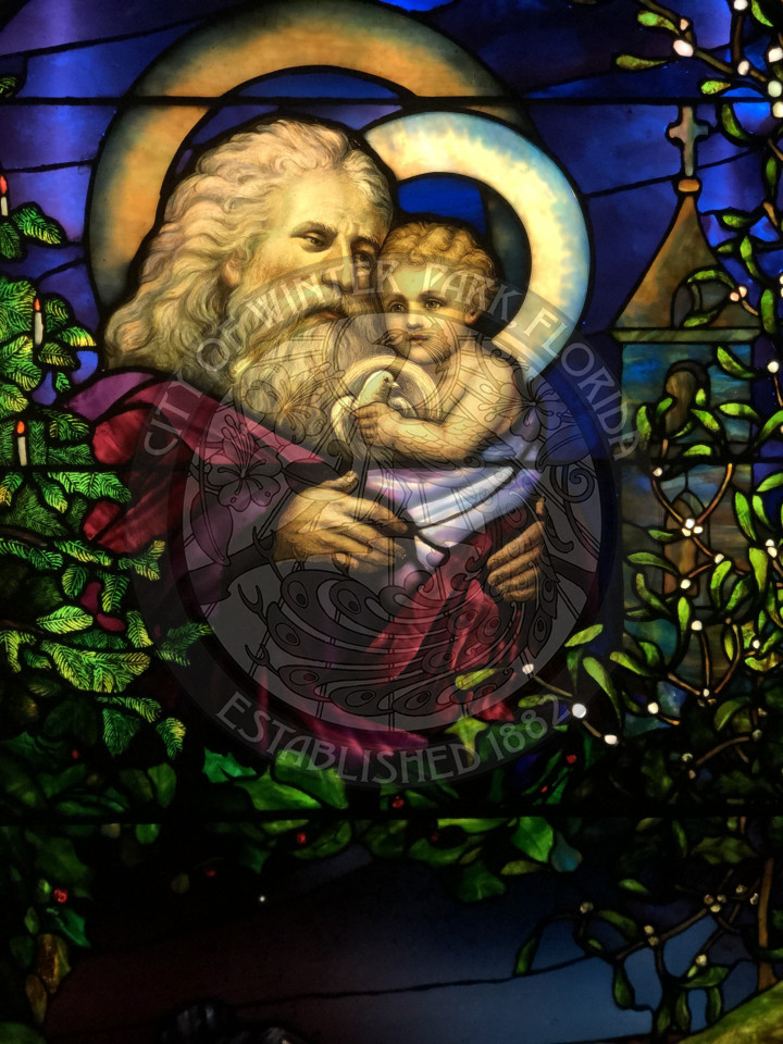 Tiffany stained glass window at Christmas in the Park