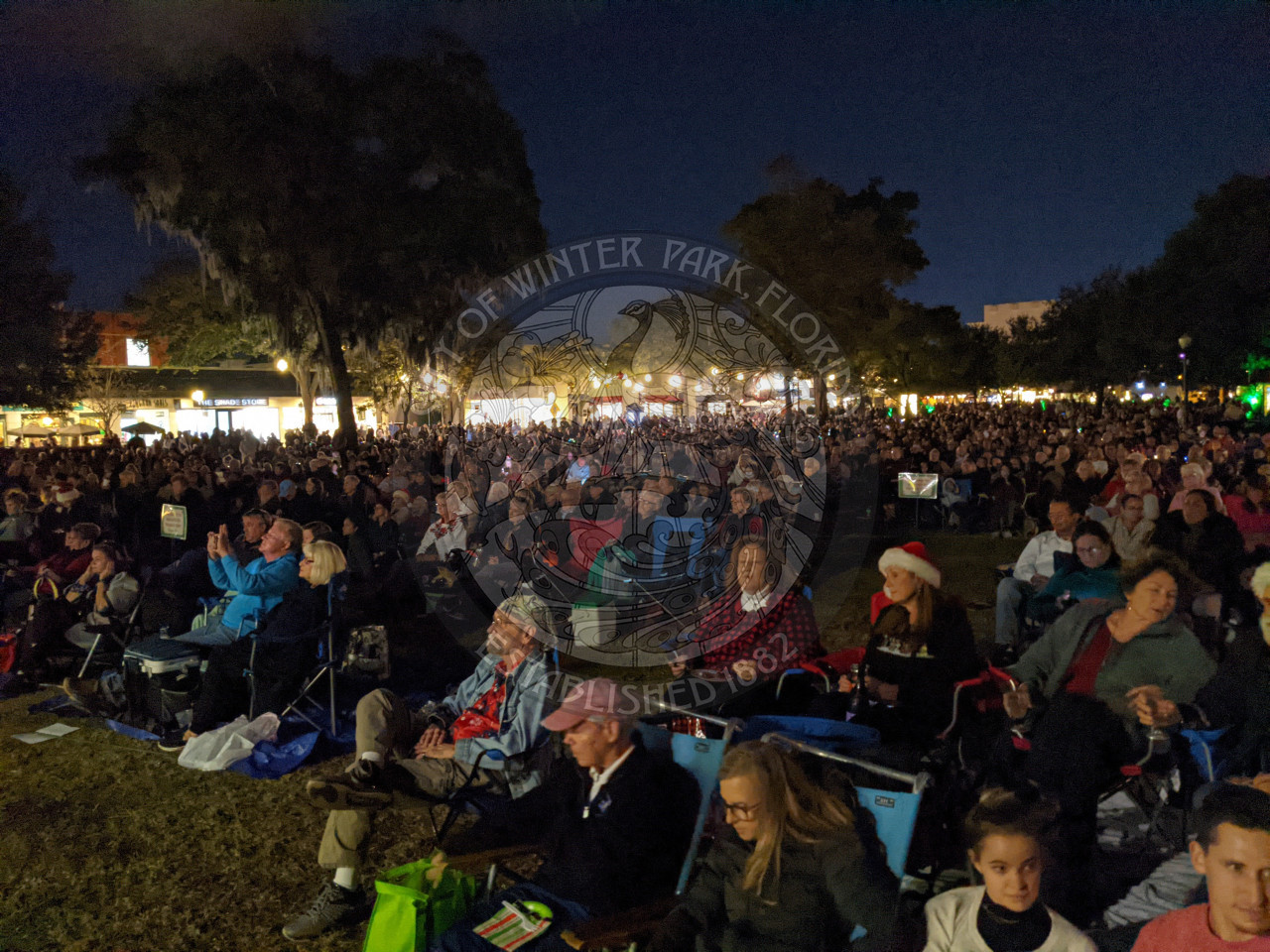 People sitting in Central Park for Christmas in the Park