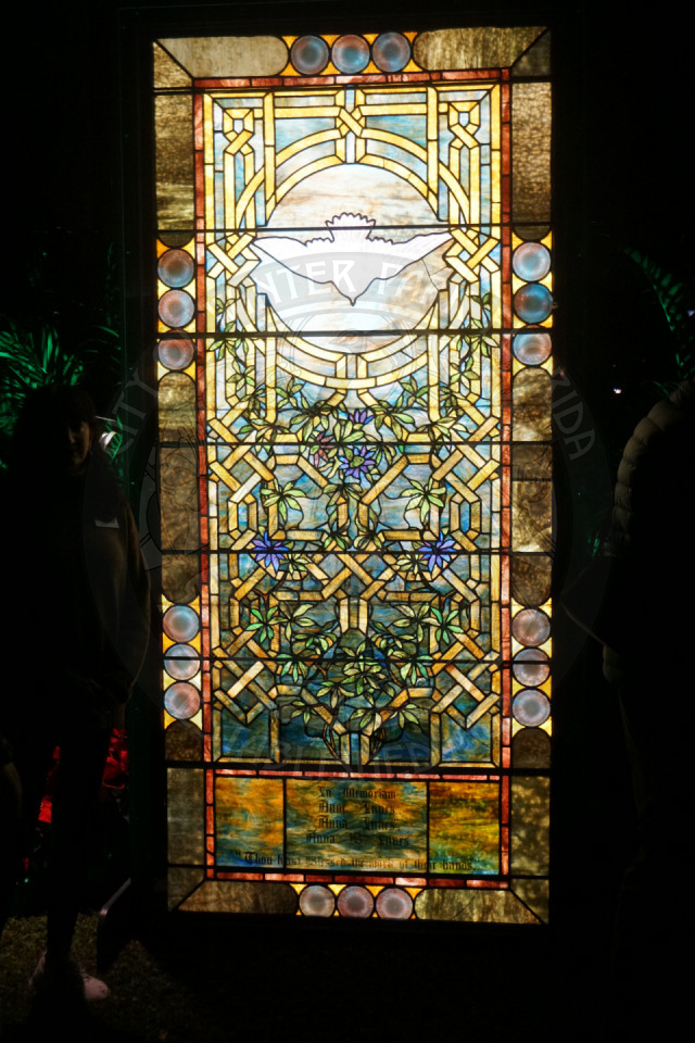 Tiffany stained glass window at Christmas in the Park