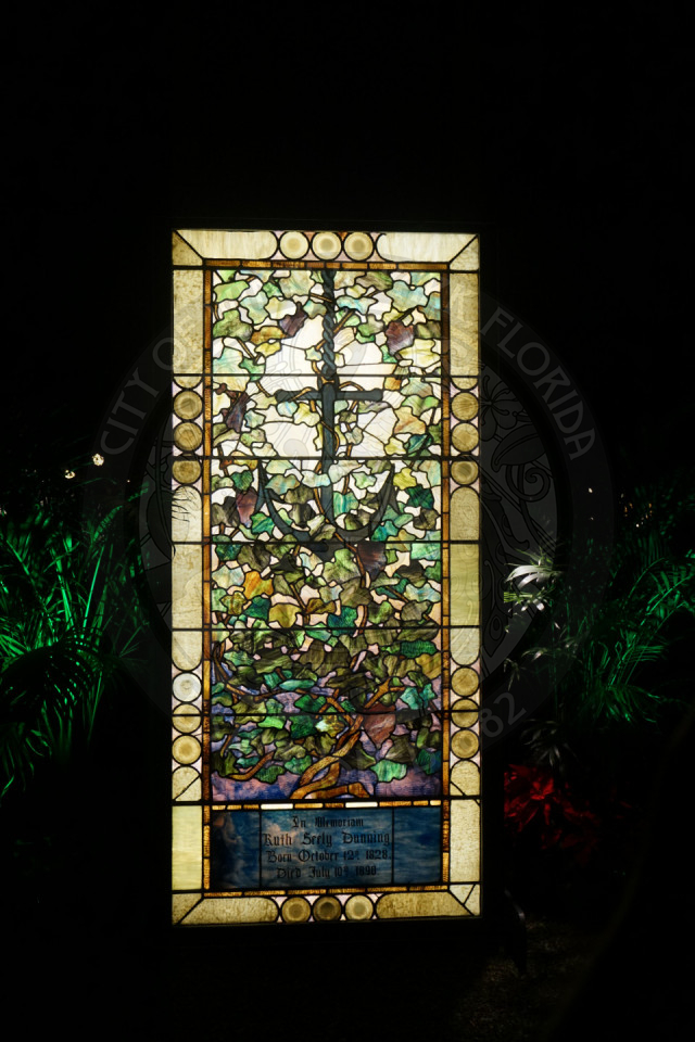 Tiffany stained glass window at Christmas in the Park