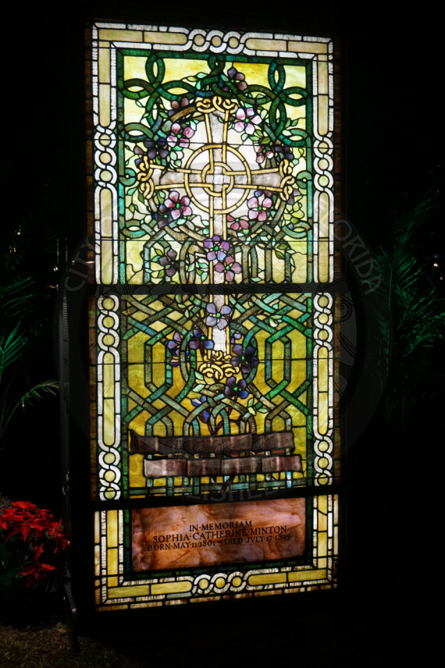 Tiffany stained glass window at Christmas in the Park