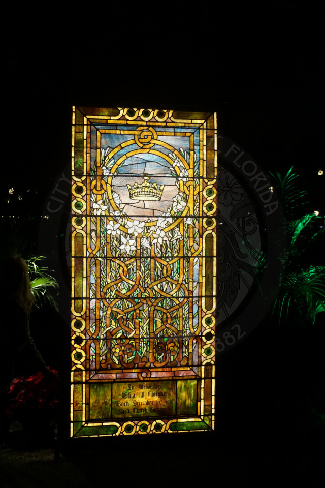 Tiffany stained glass window at Christmas in the Park