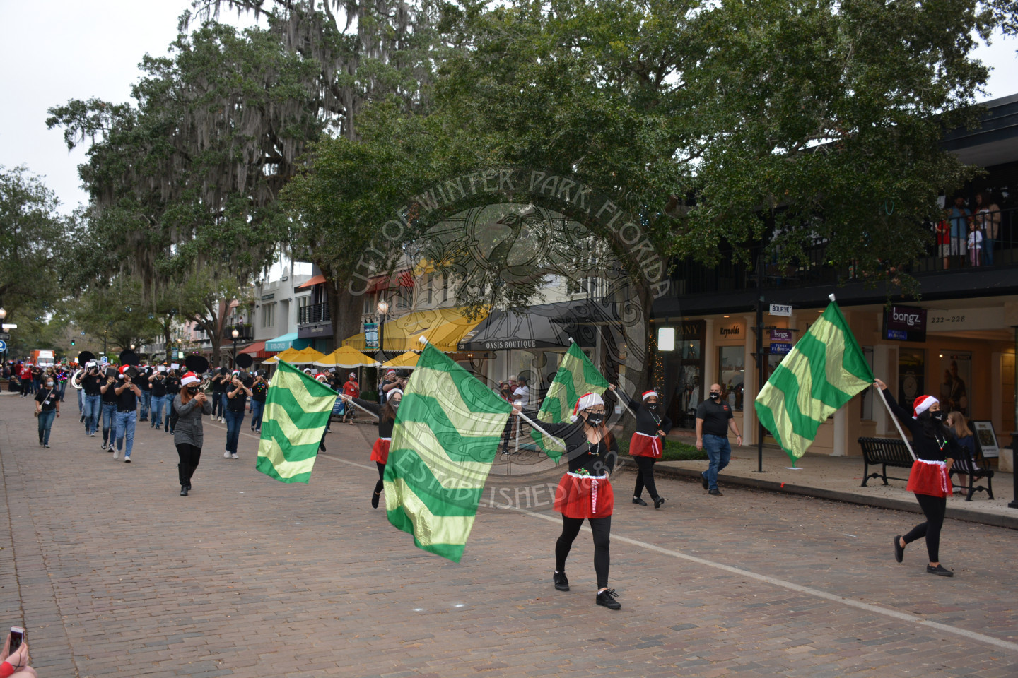 Winter Park High School band and color guard in the parade