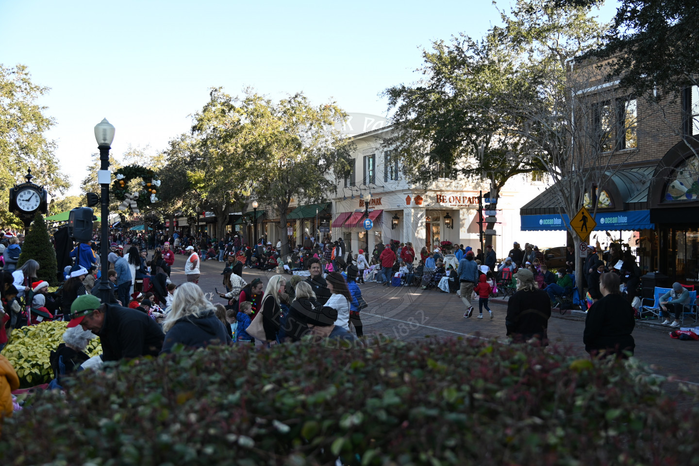 the crowd of people on the parade route.