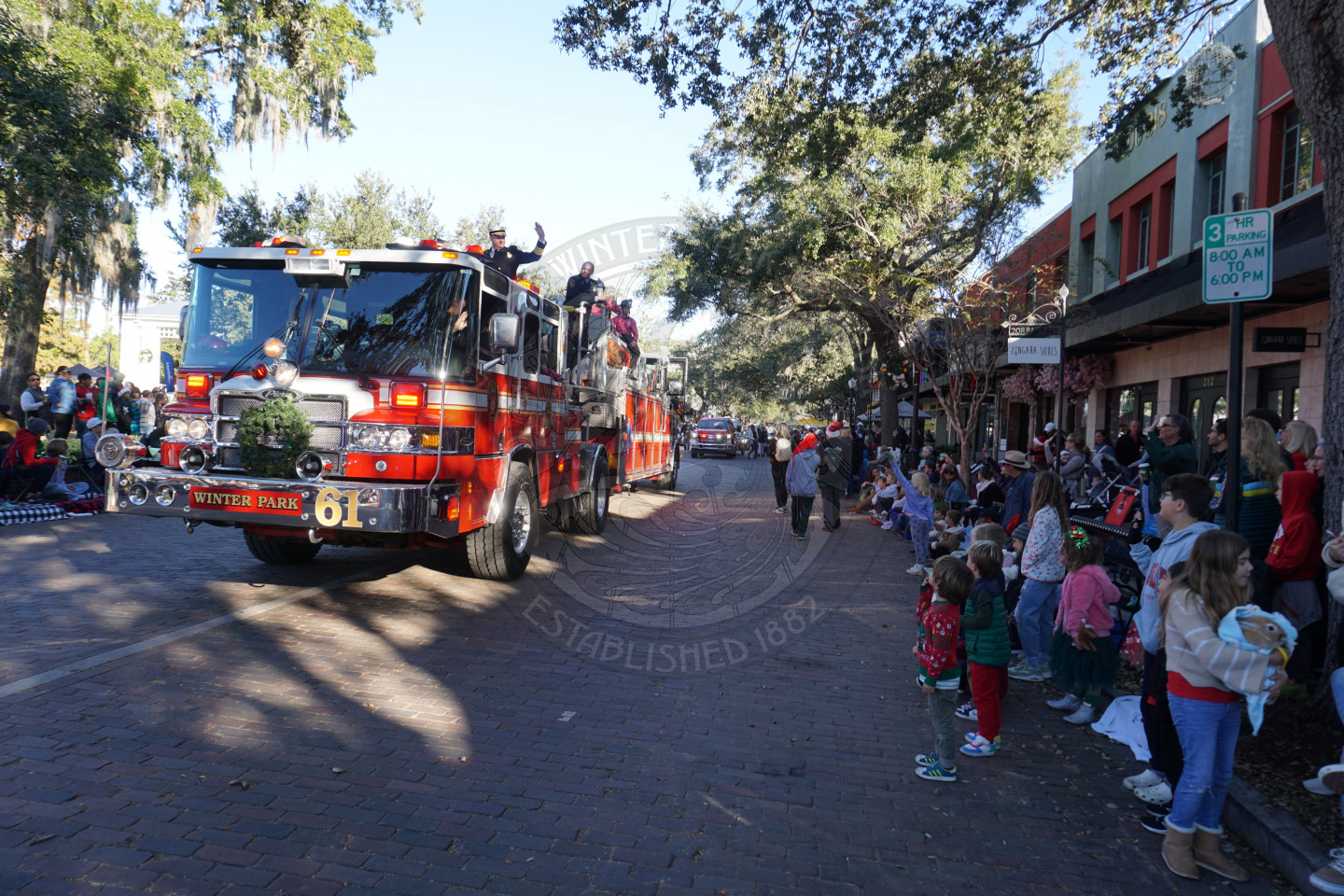 Winter Park fire truck driving down park avenue
