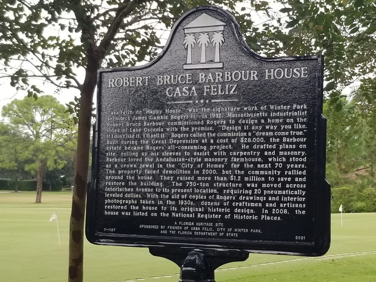 The Casa Feliz historic marker