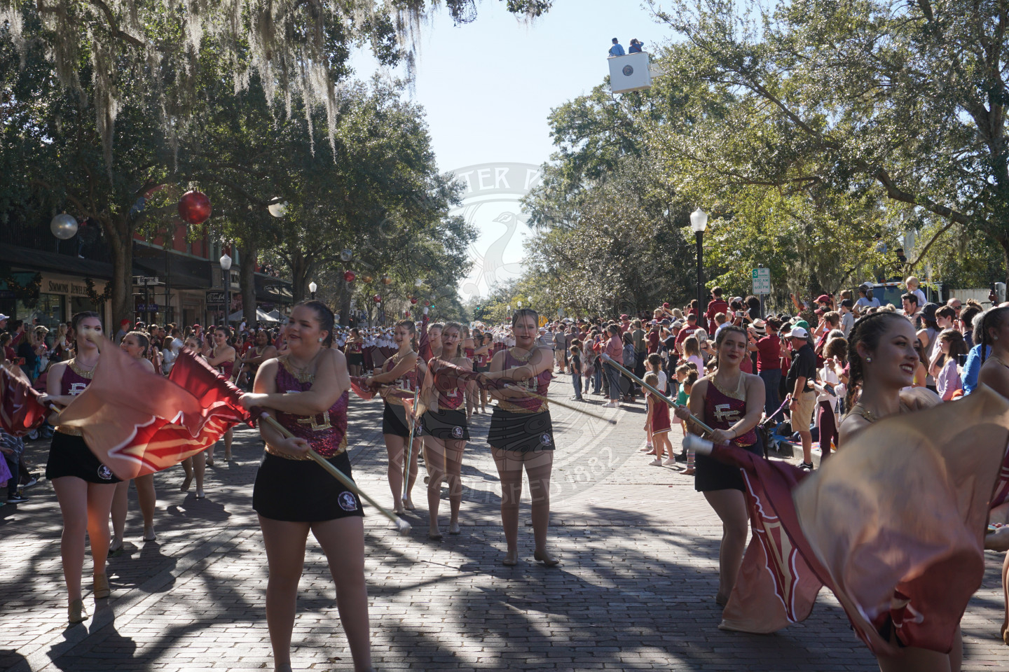 FSU colorguard marching on Park Avenue