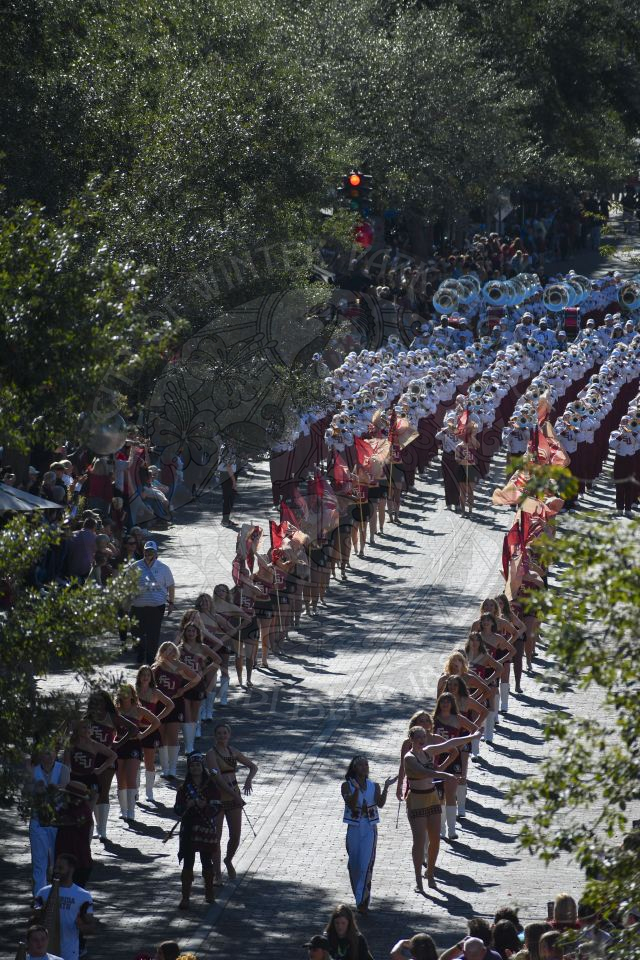 FSU band marching down Park Avenue