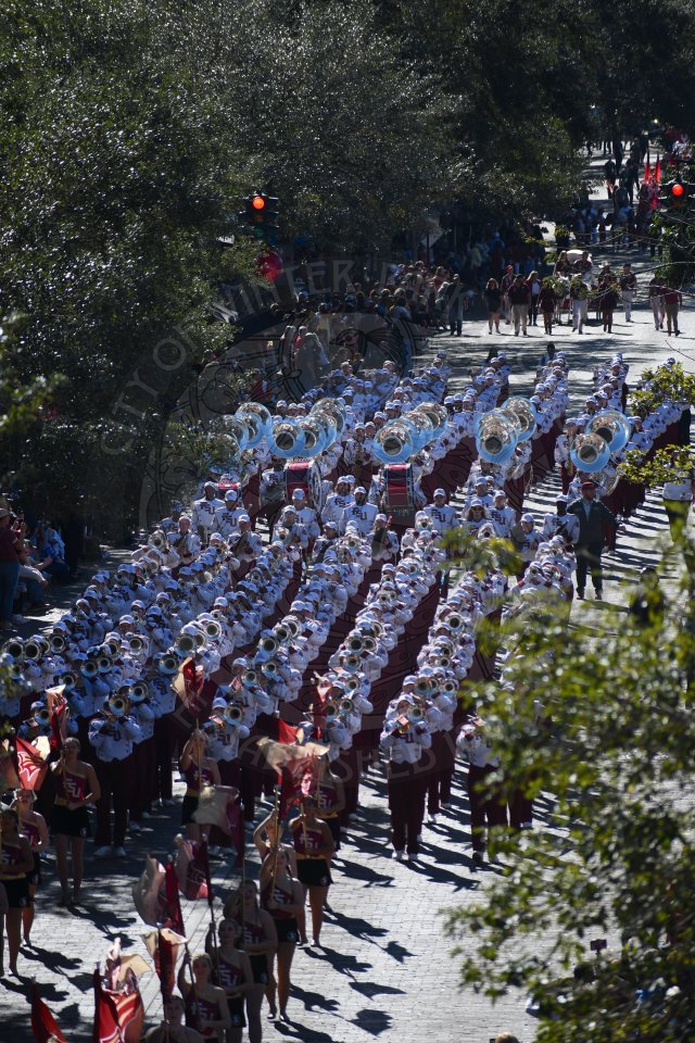 FSU band marching down Park Avenue
