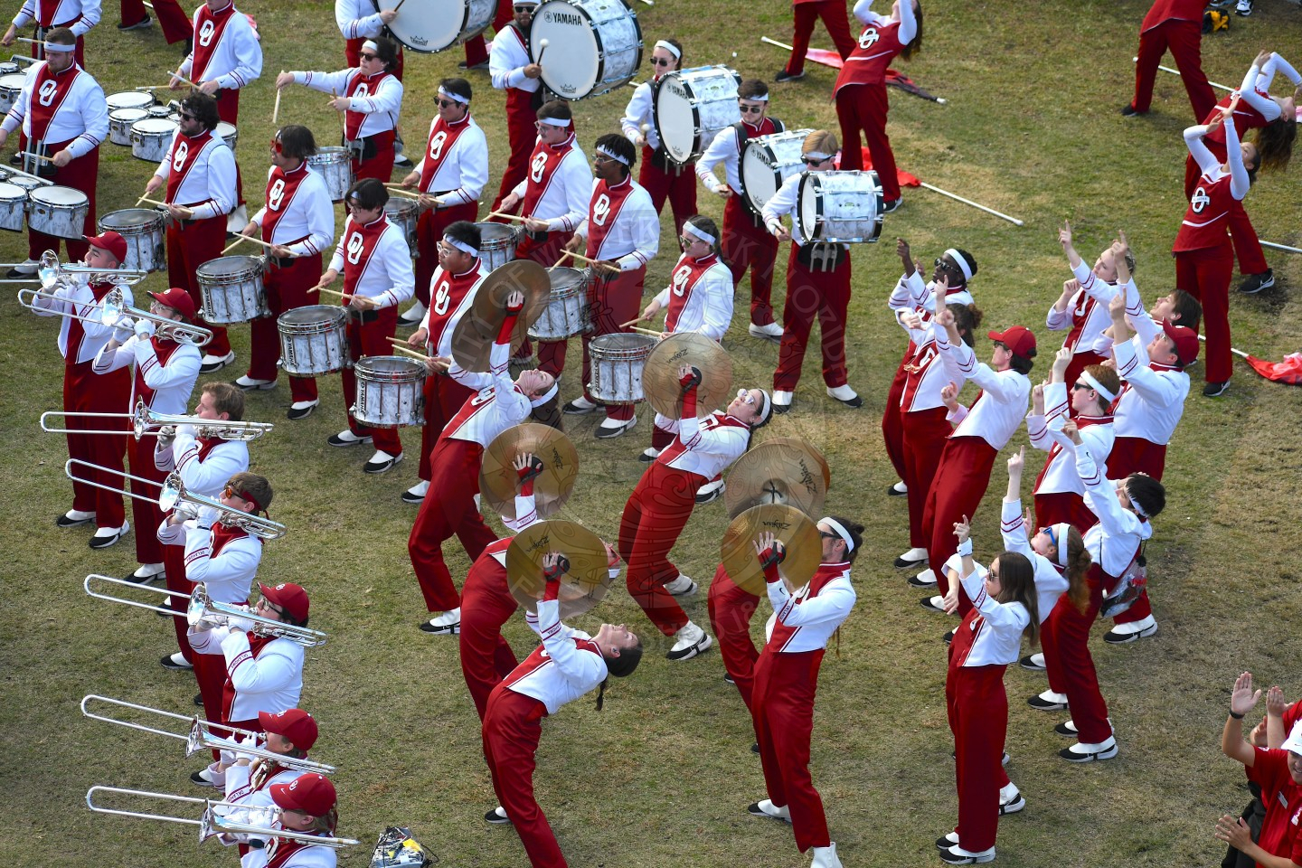 OU band peforming against FSU band
