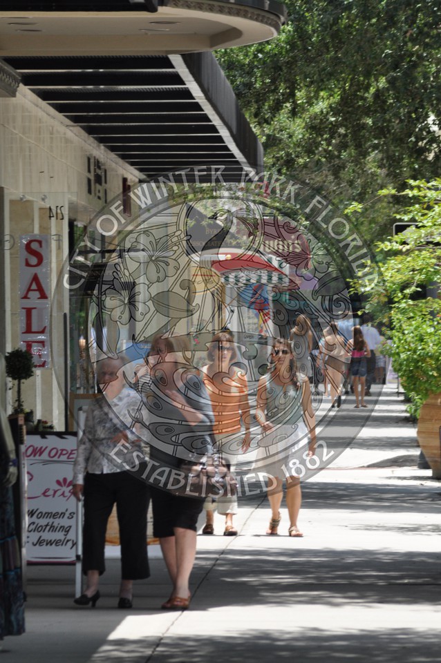 Group of female shoppers walking down the avenue
