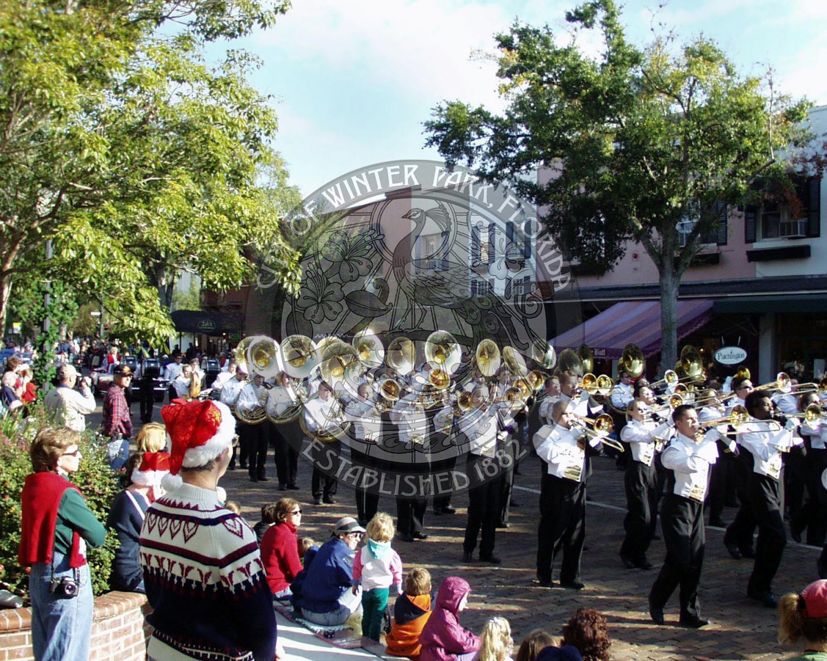 University of Central Florida Band performing down Park Ave during a parade