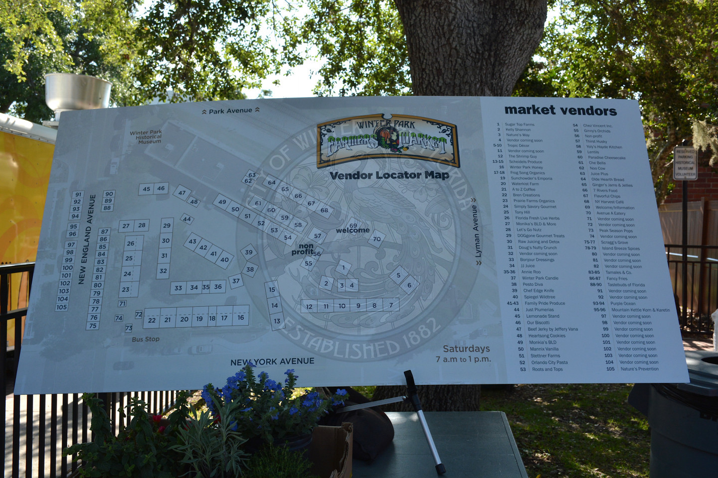 Map of event layout and vendor names