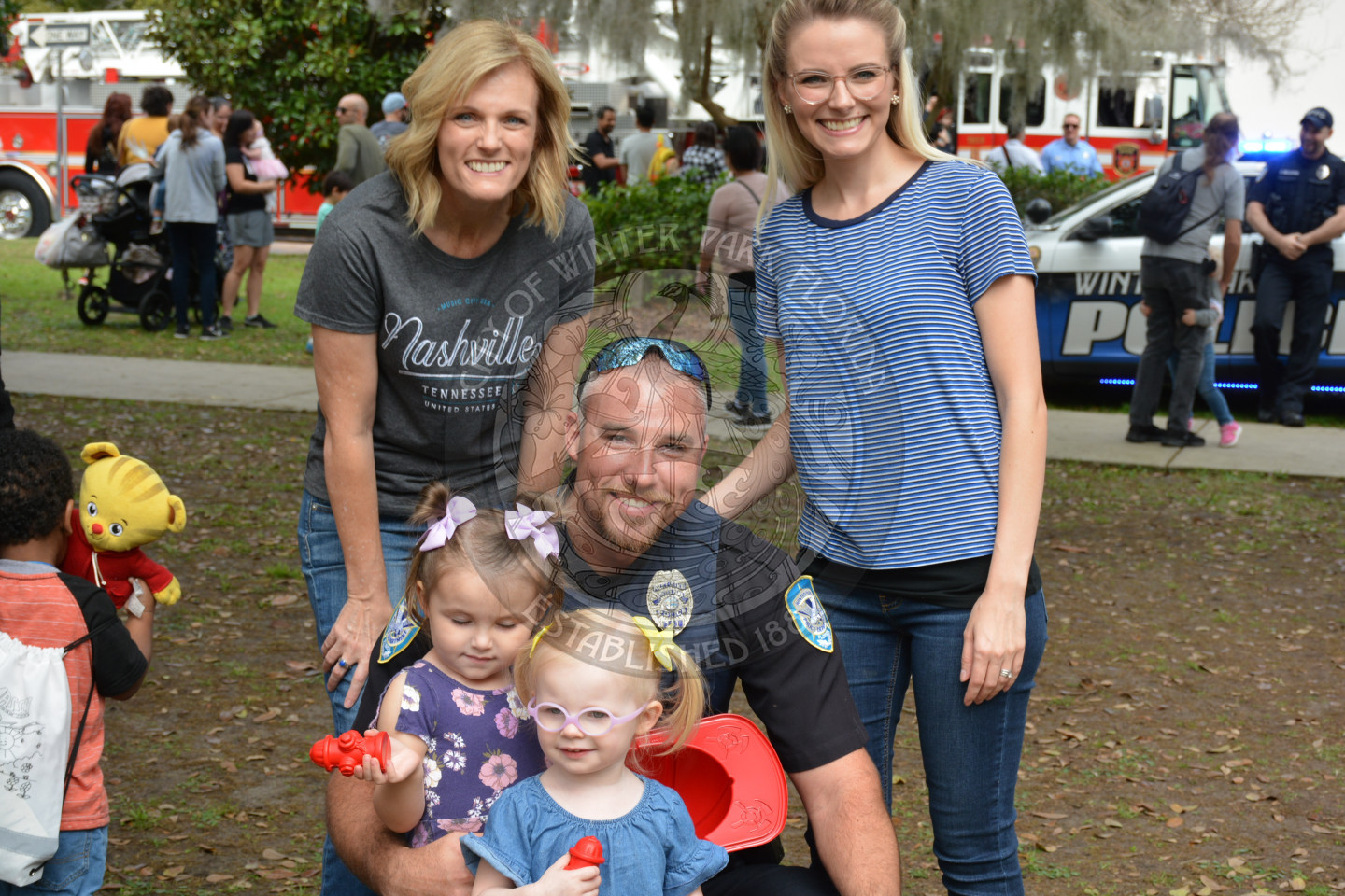 police officer with his family