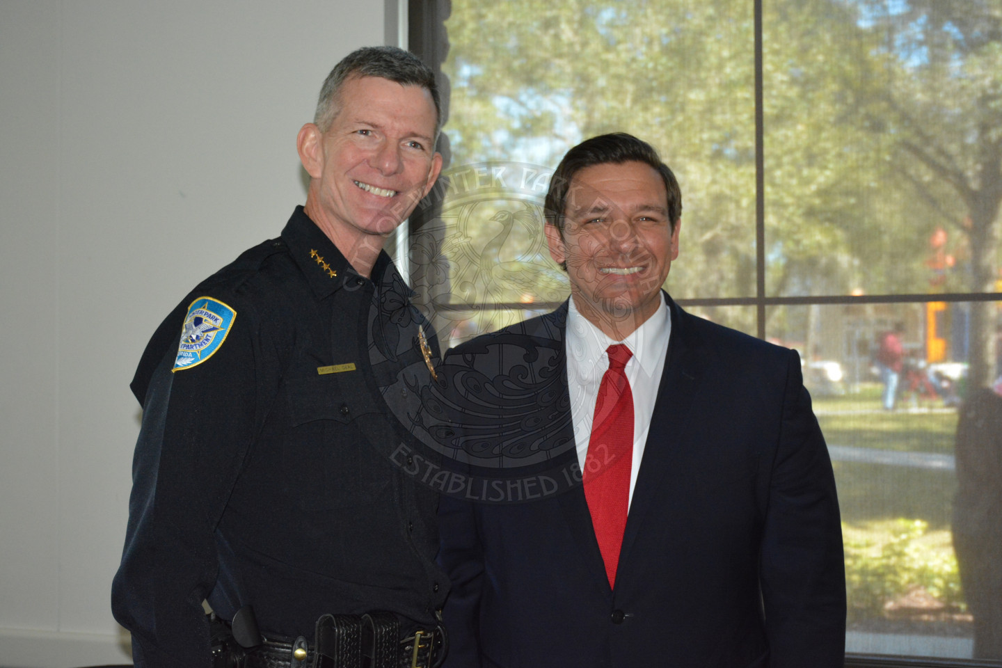 Governor Ron DeSantis with Police Chief Michael Deal
