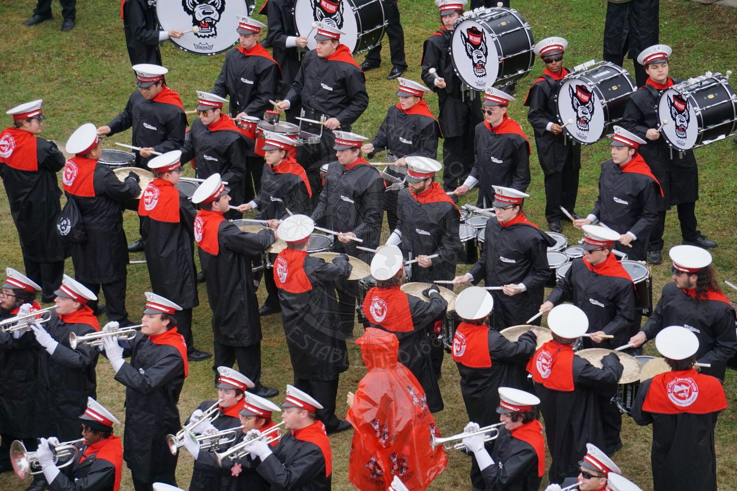 Ariel view of the North Carolina Drumline.