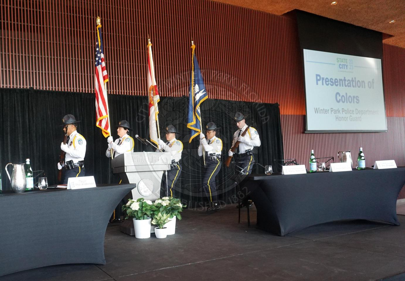 Winter Park Police Department presenting colors