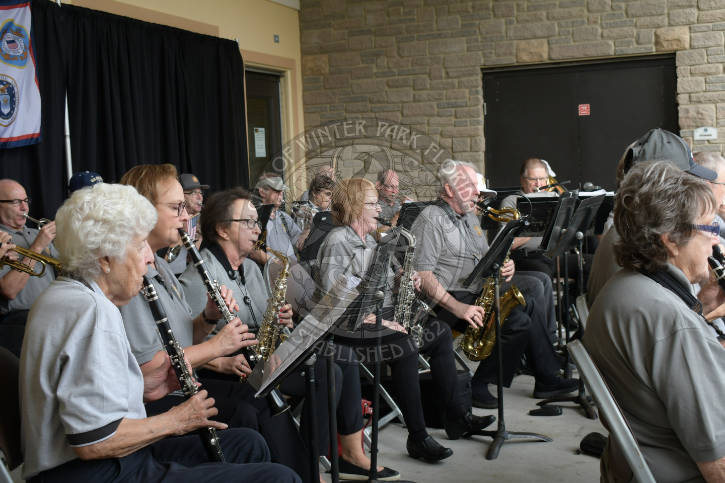 VFW Post 2093 Community Band performing on stage