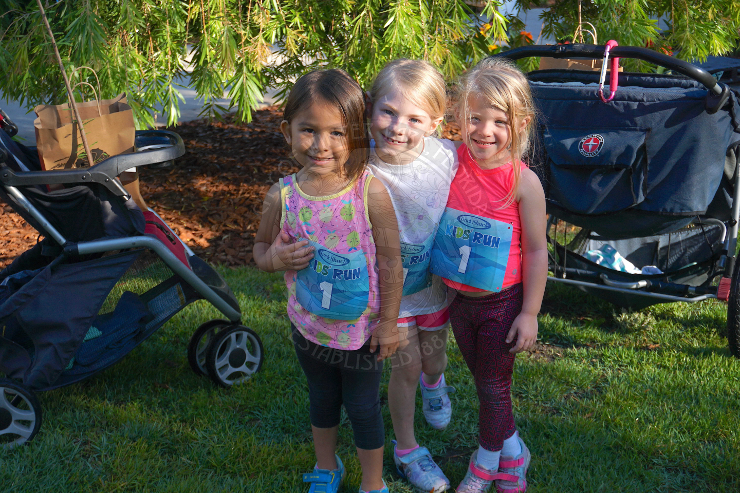 3 little girls smiling for the camera