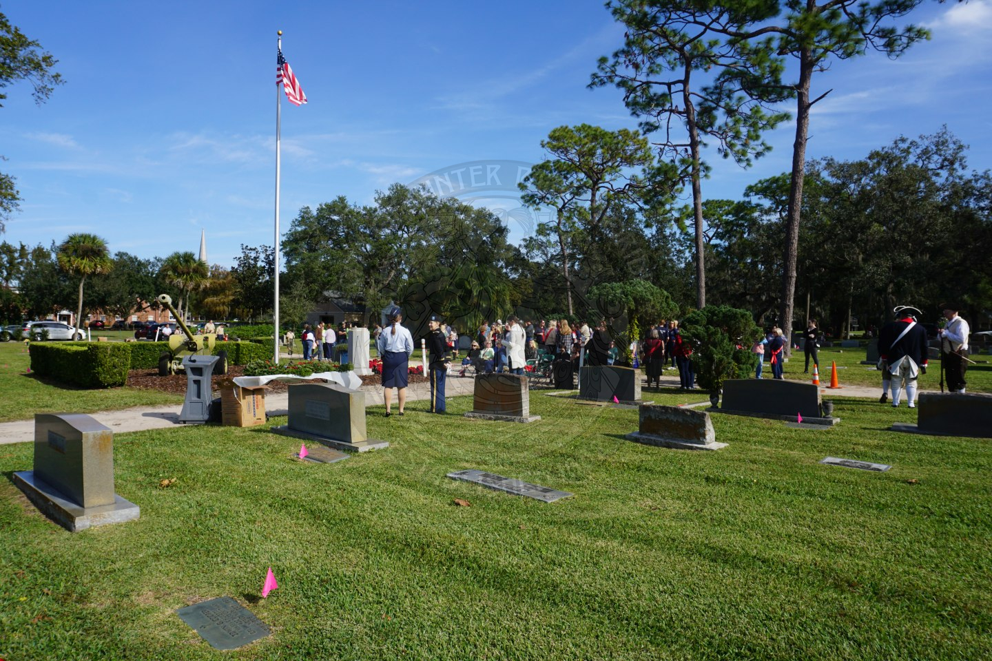 Everyone gathering and getting ready for Wreaths Across America event at Palm Cemetary