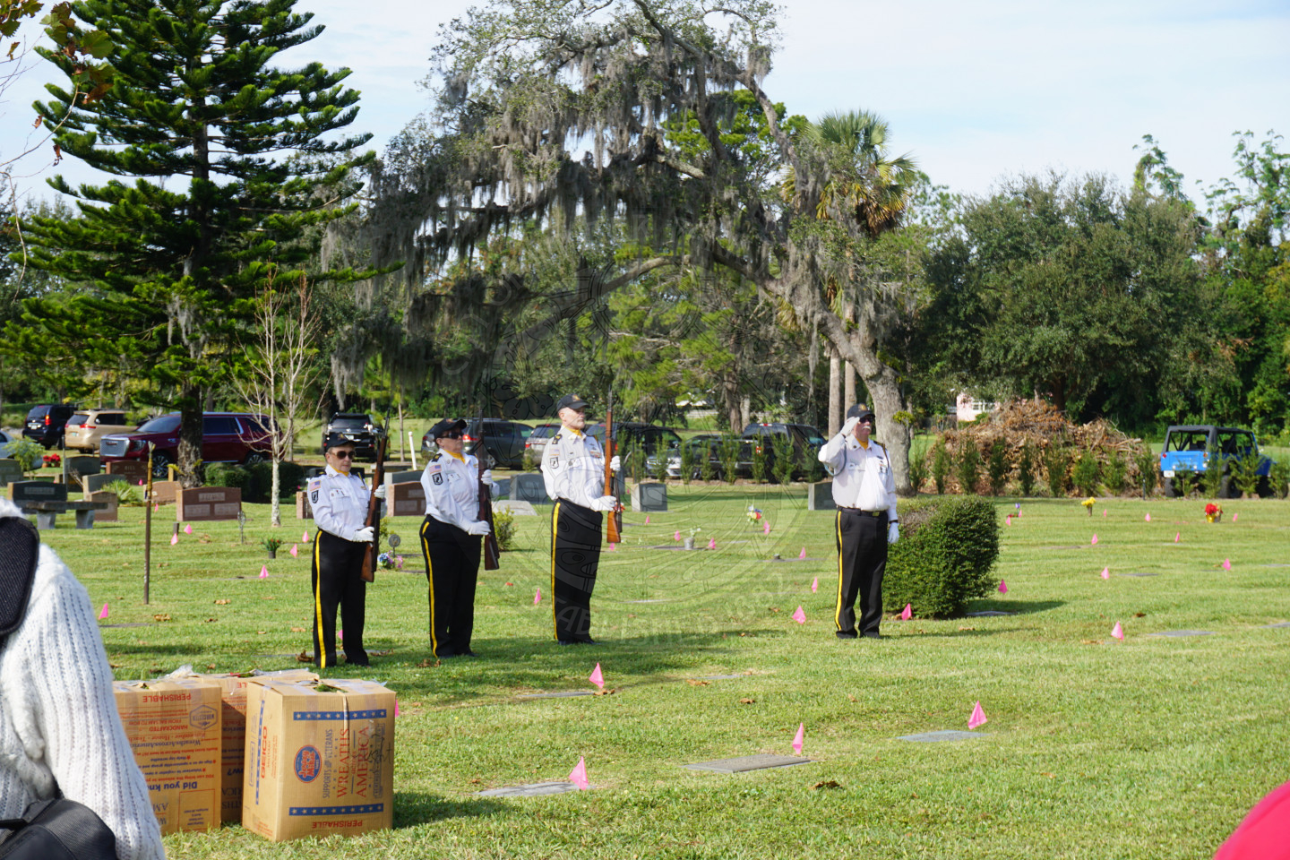 Veterans doing a gun salute at Palm Cemetary