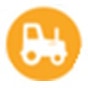 White tractor icon on orange background