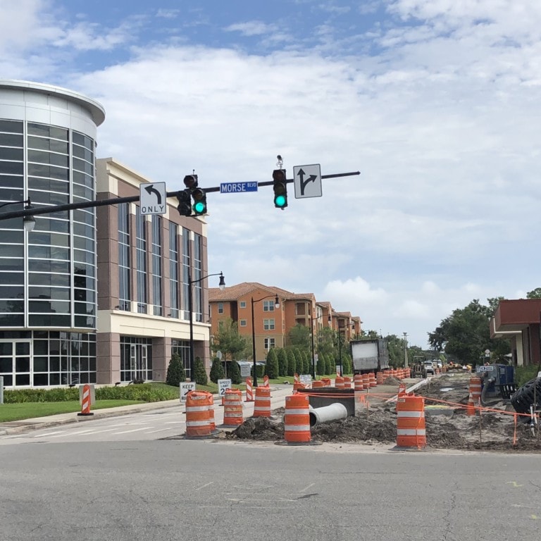 Construction at the intersection of Morse Blvd. and Denning Dr.