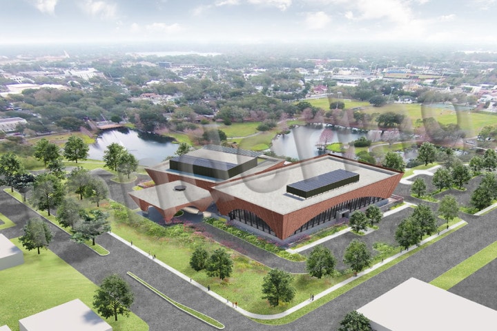 Winter Park Library & Events Center aerial view rendering