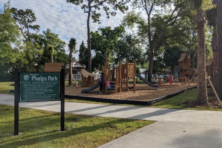 complete view of all new wooden play structures