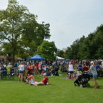People gathered in Winter Park, Florida Central Park for the 4th of July Celebration in 2019