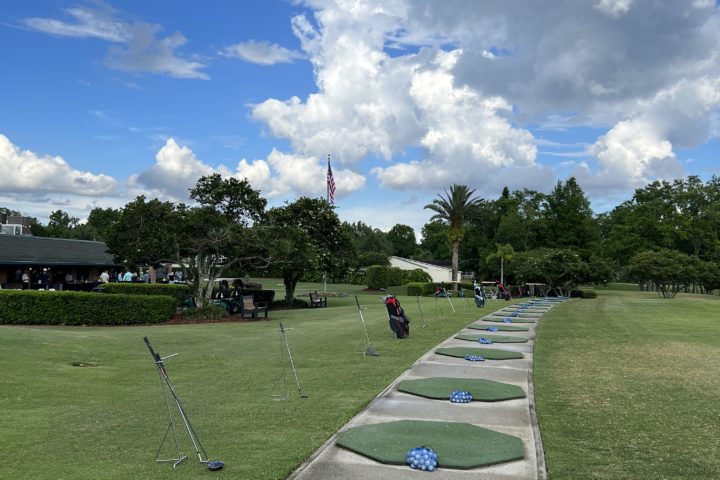 golf course with putting stands