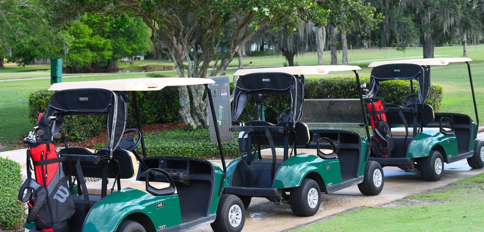 3 golf carts lined up