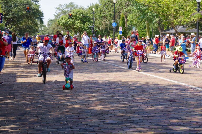kids riding on bikes for the bike parade