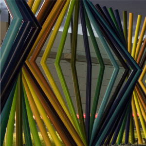 colorful pipes that are placed in a dynamic pattern.