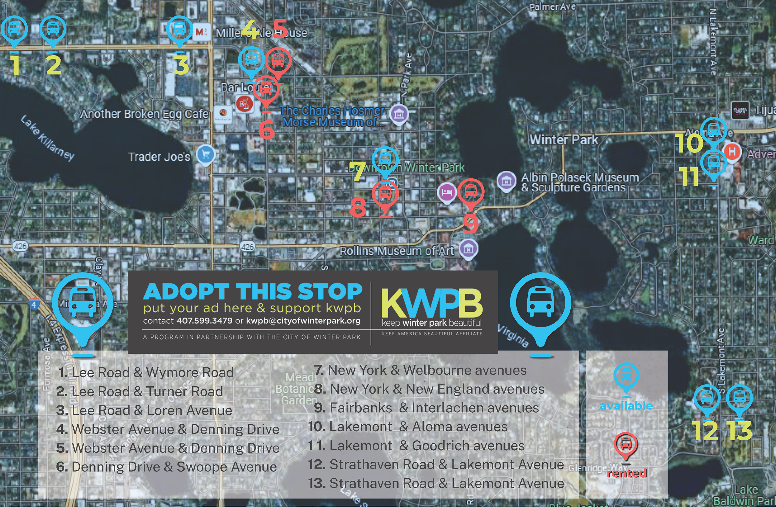 map of bus stop advertising locations
