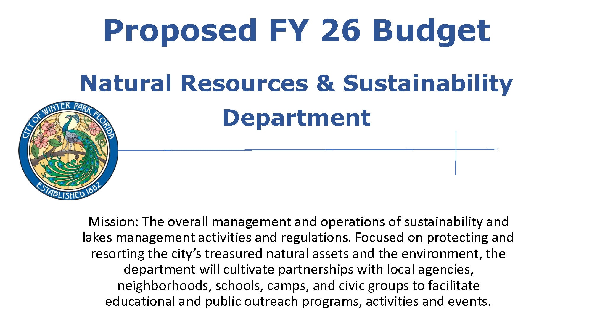 Natural Resources & Sustainability Budget Presentation title page